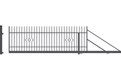 Brama przesuwna prawa, ogrodzenie Lila