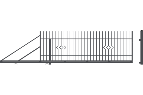 Brama przesuwna lewa, ogrodzenie Lila